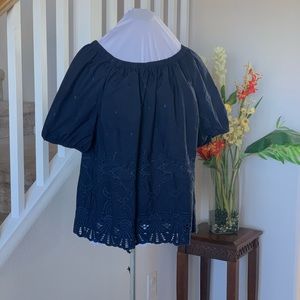 Talbots dark blue eyelet top